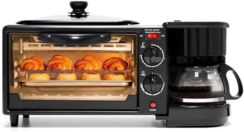 Tonain トースター、110V 家庭用多機能サンドイッチ朝食マシン、トースター、スリーインワンコーヒーポットロースター、休日、朝食、ランチ (50.5CM<em>25.5CM</em>24.5CM,ブラック)